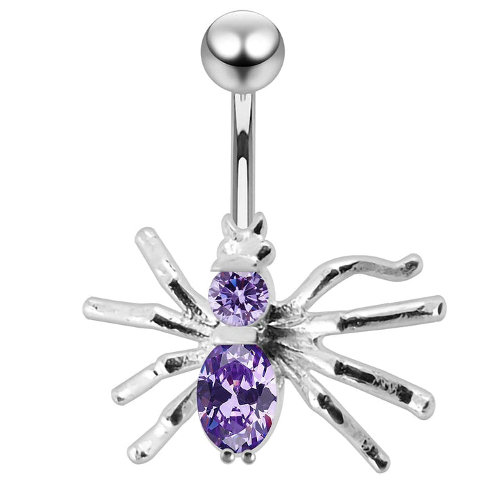 Jewelled Spider Non-Moving Belly Ring - Monster Piercing