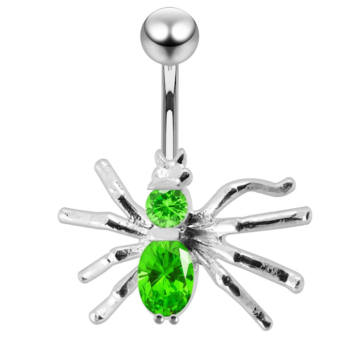 Jewelled Spider Non-Moving Belly Ring - Monster Piercing