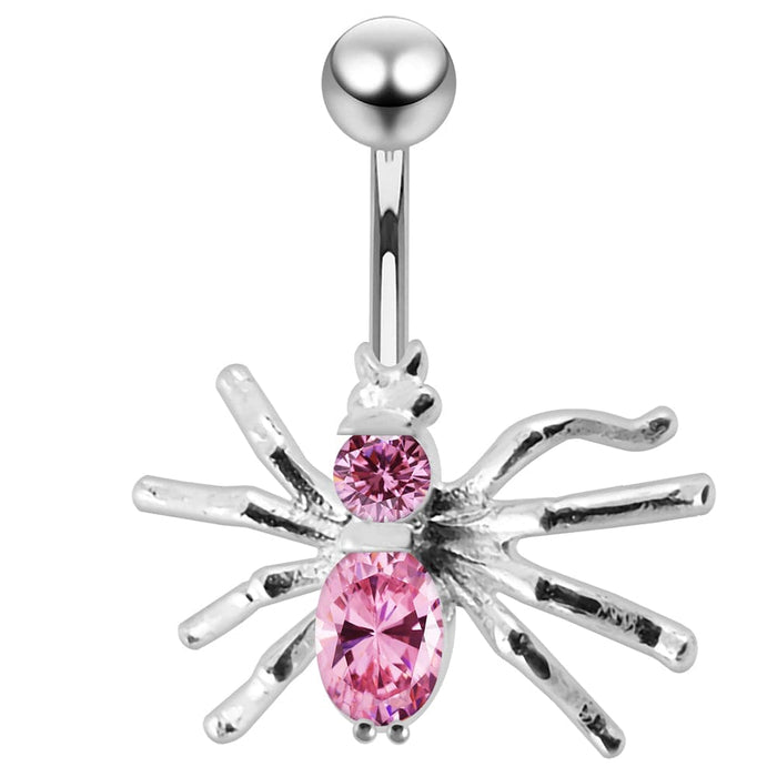 Jewelled Spider Non-Moving Belly Ring - Monster Piercing