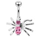 Jewelled Spider Non-Moving Belly Ring - Monster Piercing