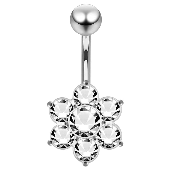 Jeweled Flower Navel Belly Ring - Monster Piercing