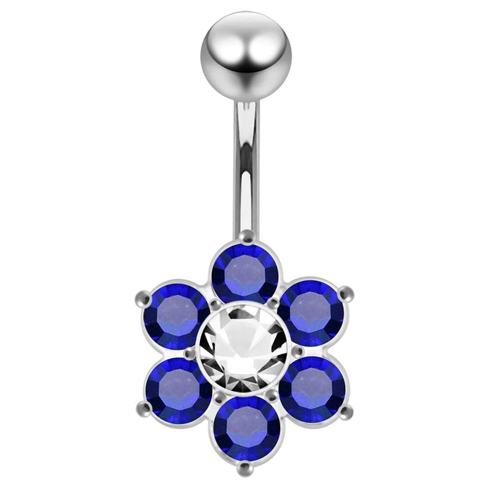 Jeweled Flower Navel Belly Ring - Monster Piercing