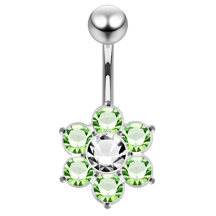 Jeweled Flower Navel Belly Ring - Monster Piercing