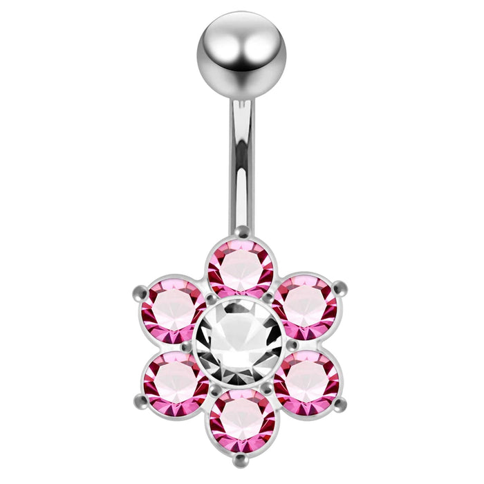 Jeweled Flower Navel Belly Ring - Monster Piercing