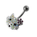 Multi Jeweled Kitty Non-Moving Belly Ring - Monster Piercing