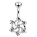 Designer Metallic Rose Non-Moving Belly Ring - Monster Piercing