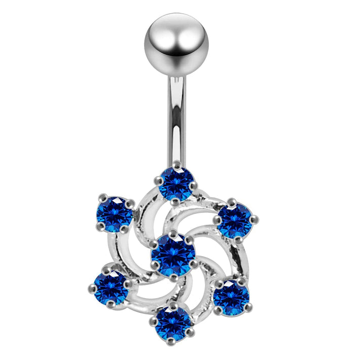 Designer Metallic Rose Non-Moving Belly Ring - Monster Piercing