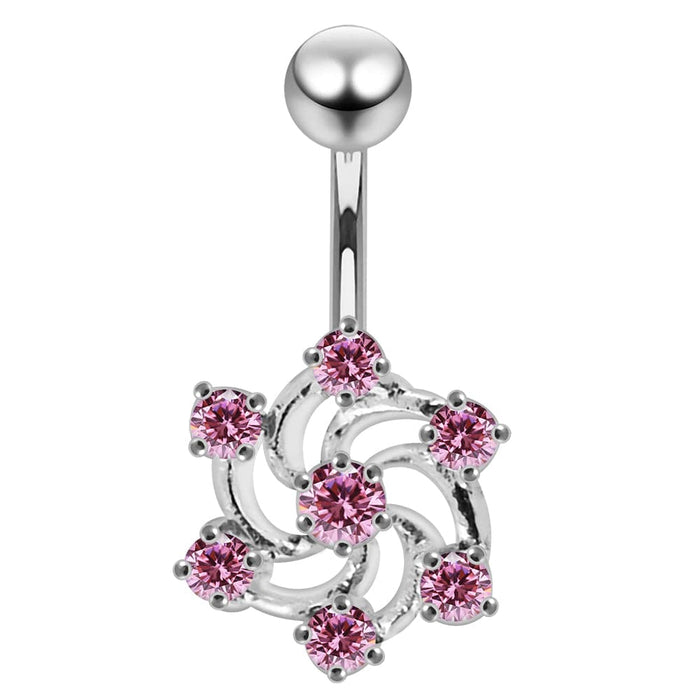 Designer Metallic Rose Non-Moving Belly Ring - Monster Piercing