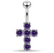 Multi Jeweled Cross Non-Moving Belly Ring - Monster Piercing