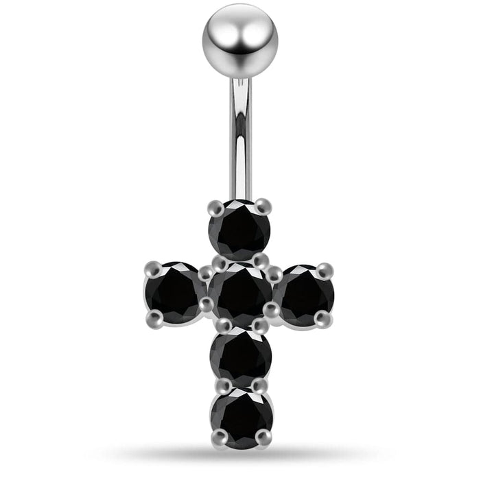 Multi Jeweled Cross Non-Moving Belly Ring - Monster Piercing