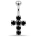 Multi Jeweled Cross Non-Moving Belly Ring - Monster Piercing