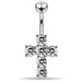 Multi Jeweled Cross Non-Moving Belly Ring - Monster Piercing