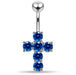 Multi Jeweled Cross Non-Moving Belly Ring - Monster Piercing