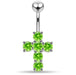 Multi Jeweled Cross Non-Moving Belly Ring - Monster Piercing