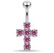 Multi Jeweled Cross Non-Moving Belly Ring - Monster Piercing