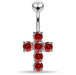 Multi Jeweled Cross Non-Moving Belly Ring - Monster Piercing