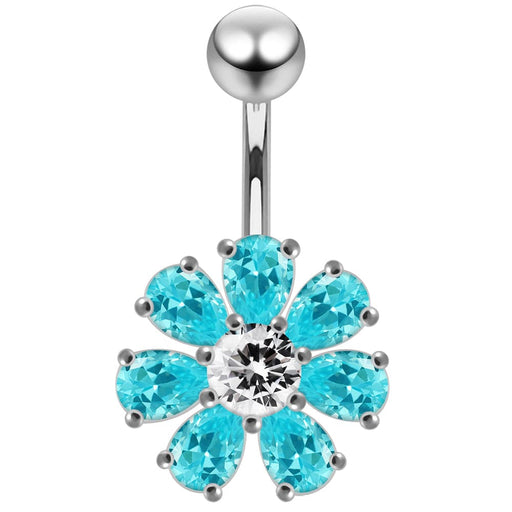 Jeweled Flower navel belly Bar - Monster Piercing