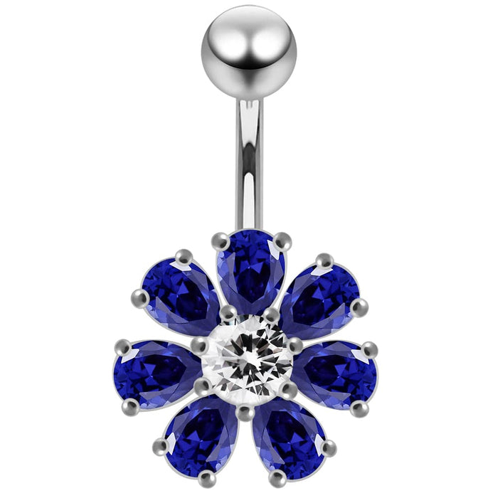 Jeweled Flower navel belly Bar - Monster Piercing