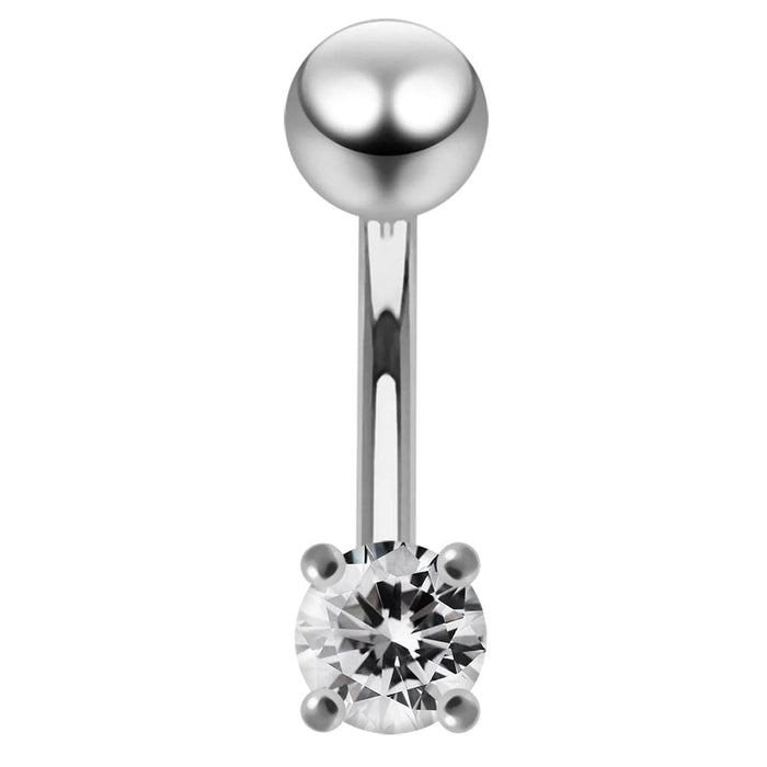 Fancy Jewelled Non-Moving Curved Bar Navel Ring - Monster Piercing