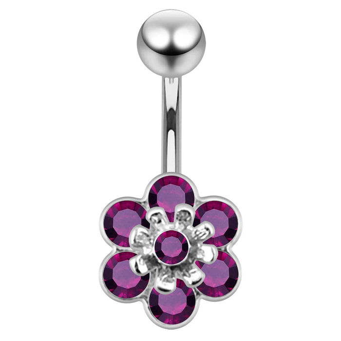 Jeweled Flower Navel Belly Banana - Monster Piercing