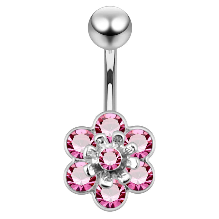 Jeweled Flower Navel Belly Banana - Monster Piercing