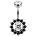 Fancy Silver Jeweled Sun Flower SS Curved Bar Belly RingÊ - Monster Piercing