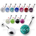 Silver Fancy High Quality Zircona Jeweled 316L SS Belly Ring - Monster Piercing