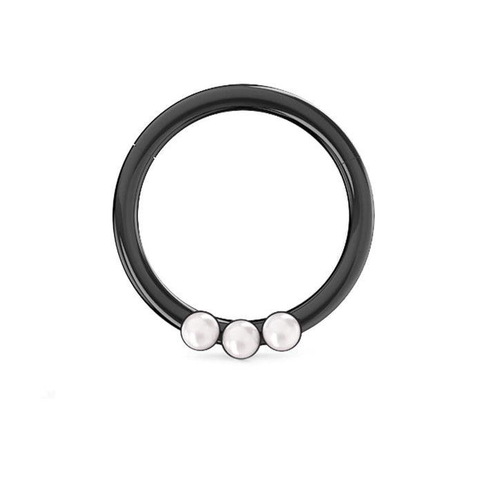 Triple Pearl Jeweled Segment Clicker Ring - Monster Piercing