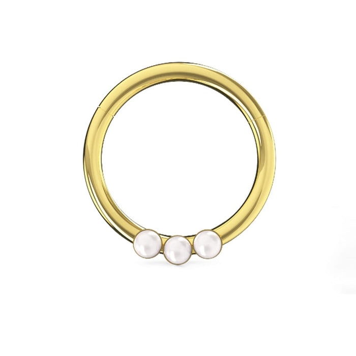 Triple Pearl Jeweled Segment Clicker Ring - Monster Piercing