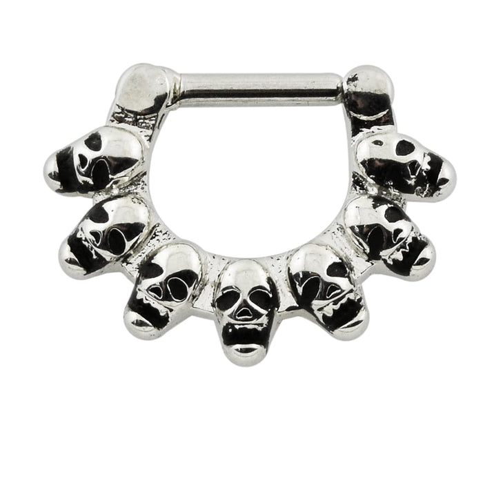 Skull Face Septum Clicker Ring - Monster Piercing