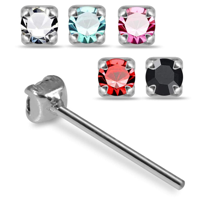 925 Sterling Silver 5pcs Claw Set CZ Straight End Nose Stud Box - Monster Piercing