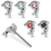 925 Sterling Silver 5pcs Jewelled Dolphin Straight End Nose Stud Box - Monster Piercing