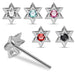 925 Sterling Silver 5pcs Jewelled Star Straight End Nose Stud Box - Monster Piercing