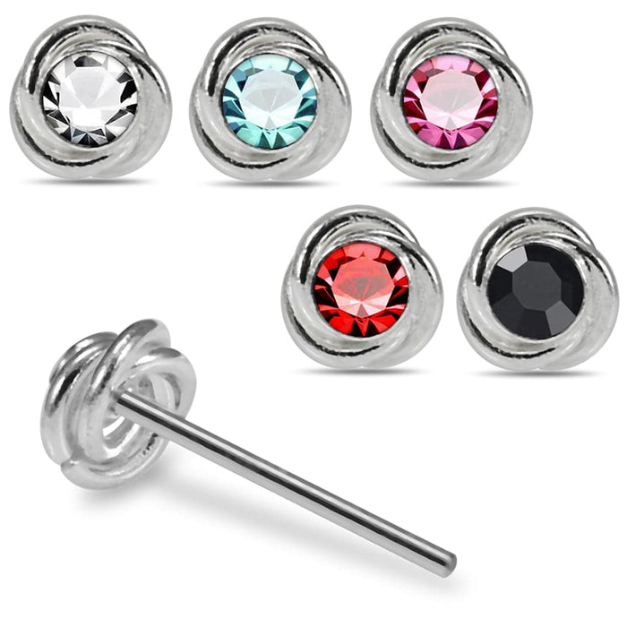 925 Sterling Silver 5pcs  CZ Jewelled Straight End Nose Stud Box - Monster Piercing