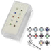 925 Sterling Silver 10pcs Jewelled Cross Straight End Nose Stud Box - Monster Piercing