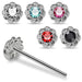 925 Sterling Silver 5pcs CZ Jewelled Flower  Design Straight End Nose Stud Box - Monster Piercing