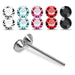 925 Sterling Silver 5pcs Double CZ Jewelled Straight End Nose Stud Box - Monster Piercing