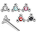 925 Sterling Silver 5pcs CZ Jewelled Triple Dot  Straight End Nose Stud Box - Monster Piercing