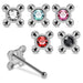 Set of 5pcs  925 Sterling Silver CZ Jewelled 4 Dots Nose Bone Set - Monster Piercing