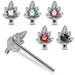 925 Sterling Silver 5pcs CZ Jewelled Marijuana Leaf Straight End Nose Stud Box - Monster Piercing