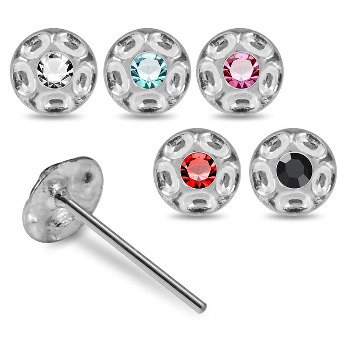 925 Sterling Silver 5pcs CZ Jewelled Shield Straight End Nose Stud Box - Monster Piercing