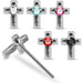 925 Sterling Silver 5pcs CZ Jewelled Cross Straight End Nose Stud Box - Monster Piercing