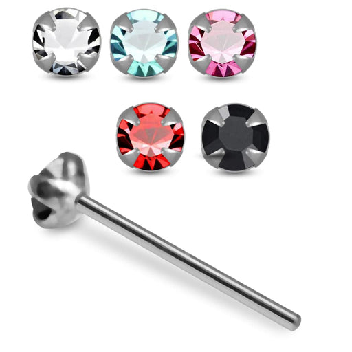 925 Sterling Silver 5pcs CZ Jewelled  Straight End Nose Stud Box - Monster Piercing