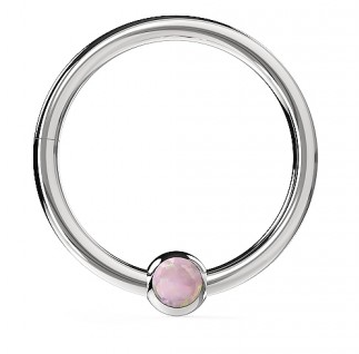 Hinged Segment Ring With Bezel-Set Opal Stone - Monster Piercing