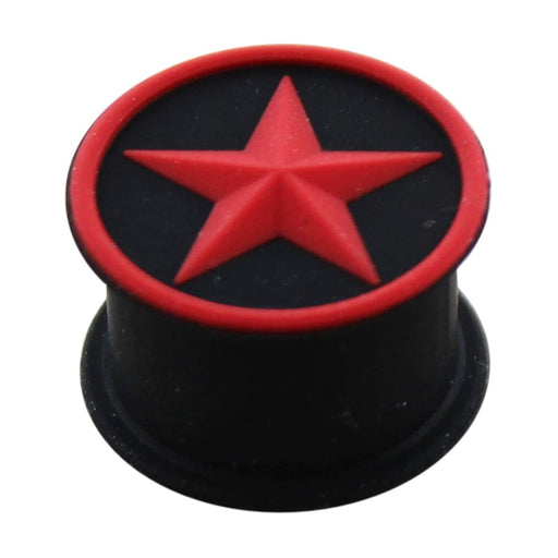 Embossed Red Star Silicone Ear Plug - Monster Piercing