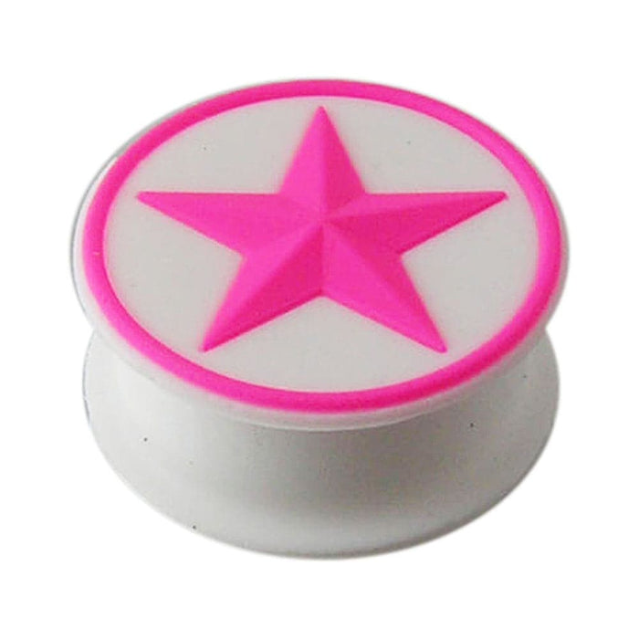 Embossed Pink Star Silicone Ear Plug - Monster Piercing