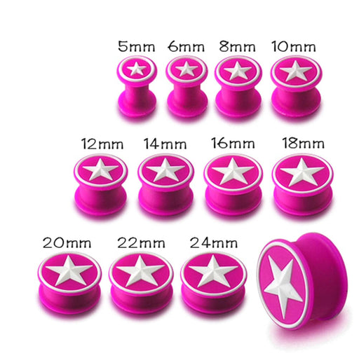 Embossed White Star Silicone Plug - Monster Piercing