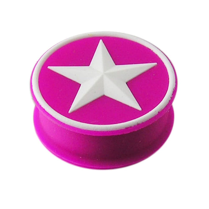 Embossed White Star Silicone Plug - Monster Piercing