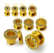 Gold Anodized Screw Fit Jeweled Flesh Tunnel - Monster Piercing