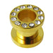 Gold Anodized Screw Fit Jeweled Flesh Tunnel - Monster Piercing